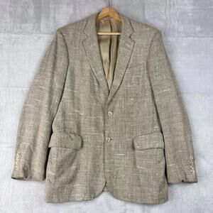 Vintage 1980s Calvin Klein Cream Tweed France Made Silk Line Wool Blazer size 38